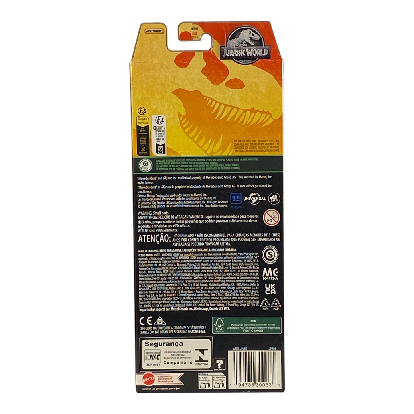 Matchbox Jurassic World Peligro de Dinosaurios - Paquete de 5