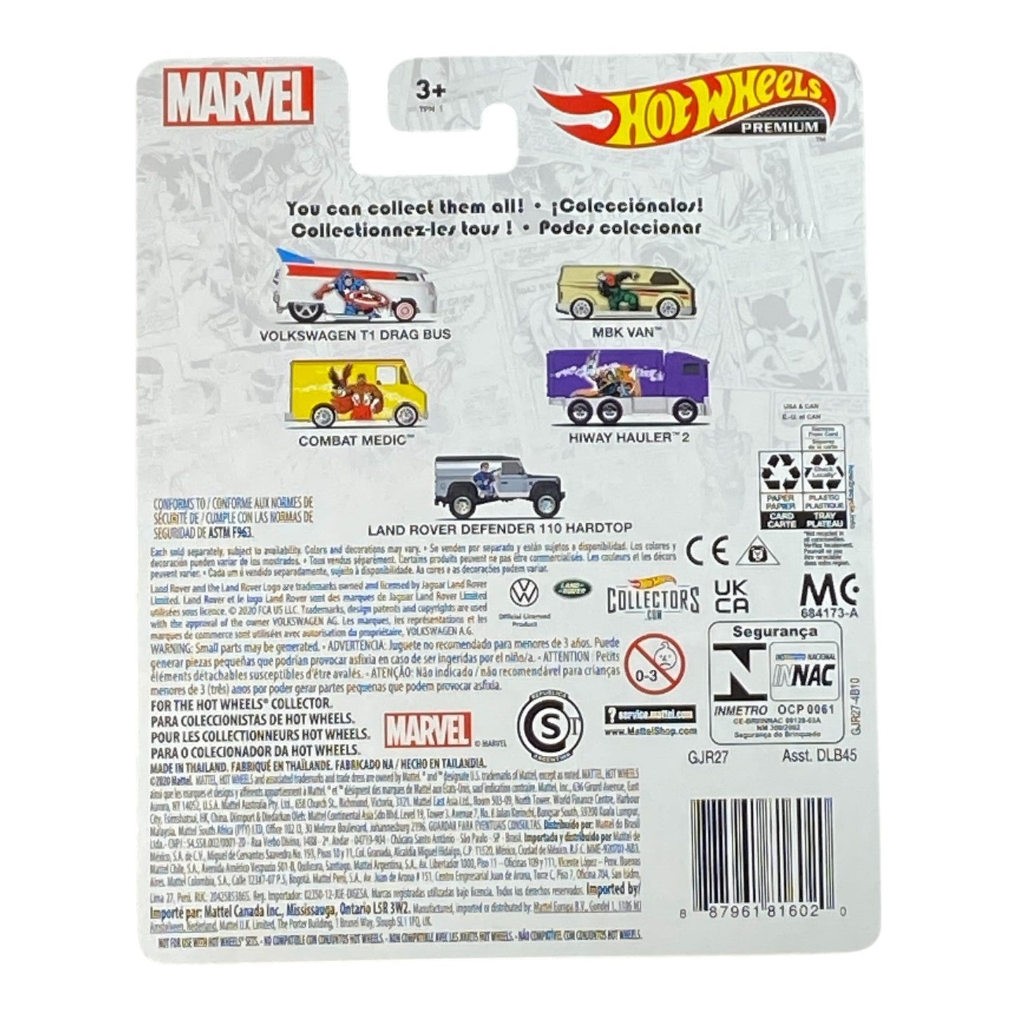 Hot Wheels Land Rover Defender 110 Techo Duro - Serie Premium Marvel 5/5